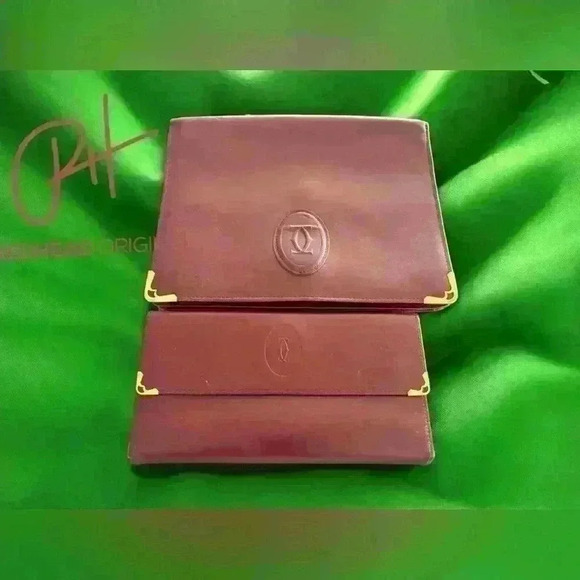 Cartier Handbags - Cartier vintage bundle-elegant  Bordeaux wristlet & matching kiss lock wallet